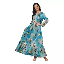 Mt145 Women's Floral Long-sleeved Dress