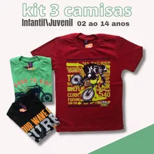 Kit 3 Camisetas Infantil Kids Menino Juvenil Camisa Premium