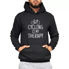 Moletom Ciclismo É Minha Terapia Blusa Canguru Estampada