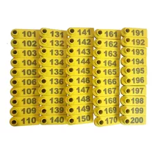 Kit 100 Brinco Bovino Para Gado Numerado 101 A 200 Amarelo