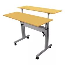 Mesa Ergonômica Dupla Com Regulagem Altura Tampo Amarelo Wp