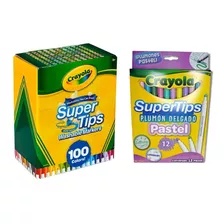 Crayola Super Tips 100 Mas 12 Plumones Pastel