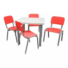 Conjunto Mesa Com 4 Cadeiras Infantis LG Flex Vermelha