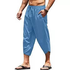 Pantalones Playa De Algodón Y Lino Casuales Para Hombre