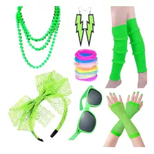 Conjunto De Disfraz De Fiesta Retro De 80s Verde Para Mujer Cosplay Fiesta De Cumpleaños Retro