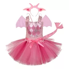 Fantasia Infantil - Dragrão Rosa - Menina - Com Acessórios 