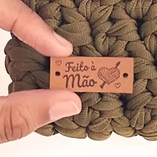 Feito A Mão Crochê Croché - Etiqueta Couro Personalizada