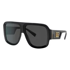 Lentes Sol Dolce & Gabbana Dg4401 Square Oversized Italy 58 Lente Gris Oscuro Varilla Negro/dorado Armazón Black Gold Dark Grey 501 87 Diseño Iconic Square