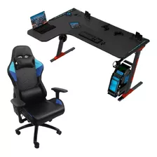 Set Silla + Escritorio Gamer Luz Led Rgb Ergonomica