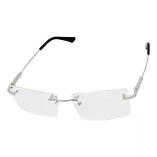 Armação Óculos Titanium Metal Sem Aro Com Lentes Sem Grau 