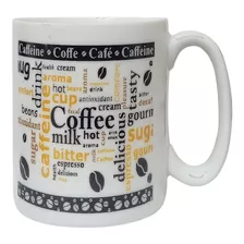 Caneca De Porcelana 300ml Estampada Café Coffee 