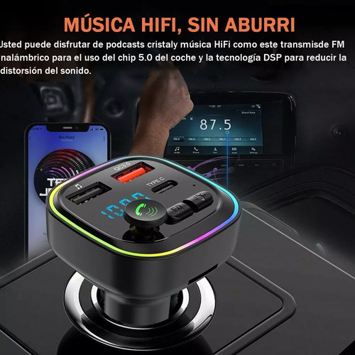 Transmisor Bluetooth Fm Para Auto Bluetooth 5.0 Manos Libres Foto 5