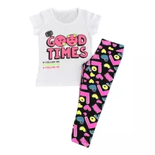 Conjunto Tam 1-14 Calça E Blusa Infantil Para Meninas