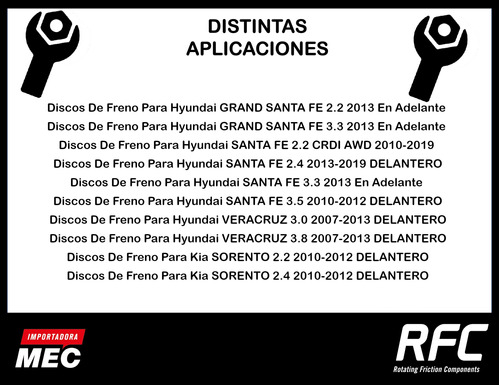 Discos De Freno Para Hyundai Veracruz 3.8 2007-2013 Delanter Foto 2