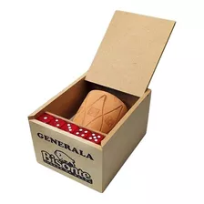 Generala Bisonte Con Cubilete Natural Cuero En Caja Madera