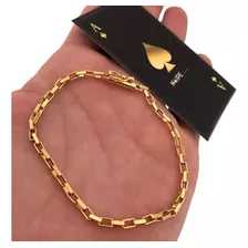 Pulseira Tijolinho 4mm Masculina Banhada Ouro 18k Veneziana