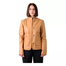 Saco Blazer De Cuero Vacuno Mujer Suela Cortito Con Botones