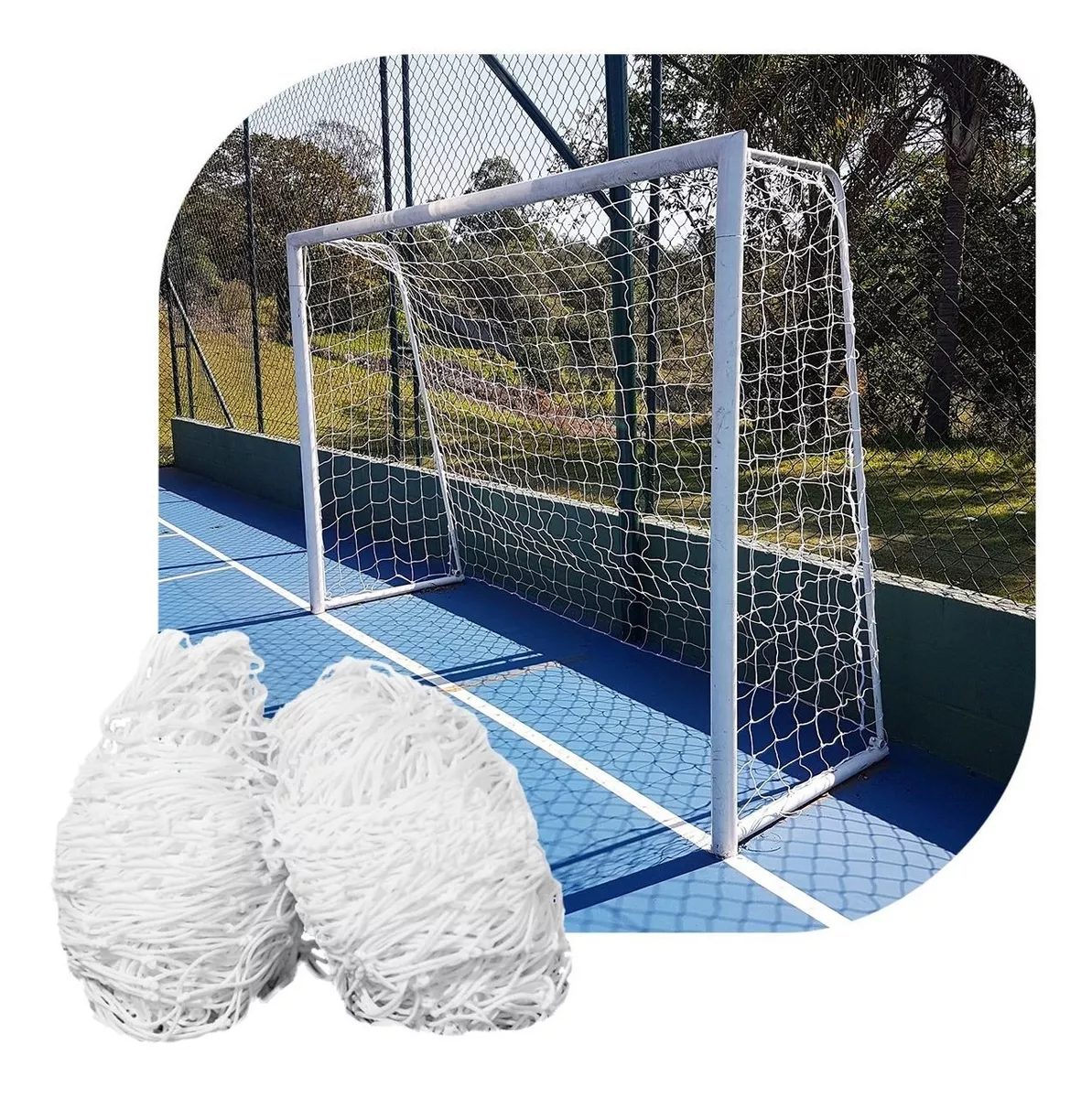 Par Rede Gol Futsal Futebol De Salão Fio 2mm Proteção U.v.