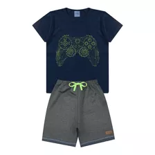 Kit 5 Conjuntos Infantil Menino Camiseta E Bermuda Masculina