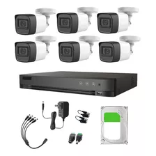 Hikvision Kit De 6 Camaras De Seguridad Exterior Metalicas Con Micrófono Integrado + Disco Duro 2tb Modelo Hik5mpslq-plus6-sc+2tb Video Vigilancia Turbohd 1080p Cctv