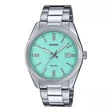 Reloj Casio Tiffany Mtp-1302pd Azul Color De La Correa Plateado Color Del Bisel Plateado Color Del Fondo Turquesa