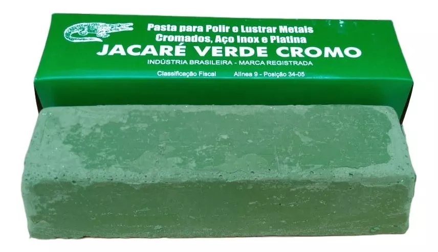 Pasta Massa Jacaré Verde Cromo 400 Gramas Afiação Facas Polimento Peças Cromadas Jóia Ouro Peças Moto  Moto 