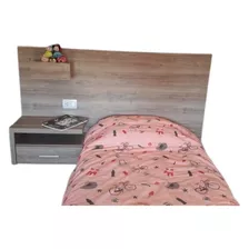 Cabecera Respaldo Cama Con Mesita Y Luz Led Incluida Melamin