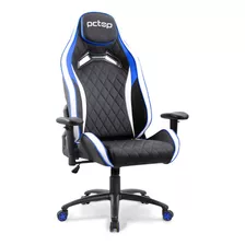 Cadeira De Escritório Pctop Premium 1020 Gamer Ergonômica Preta, Azul E Branca Com Estofado De Couro Sintético