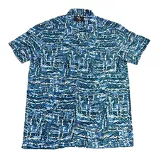 Camisa Azul Masculina Estampada Floral Moderna Plus Size