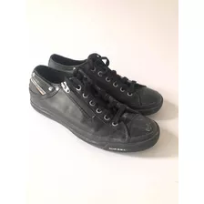 Zapatillas Diesel Hombre Cuero Negro Y Cierrre Exposure Low