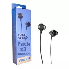 Pack X3 Auriculares Para Celular O Pc Cable In Ear Philips
