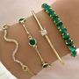 Kit Pulseiras E Bracelete Com Strass Feminino Dourado 6.5 Cm