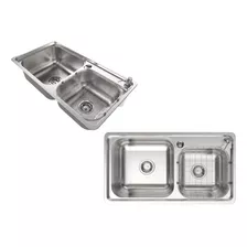 Cuba Dupla Cozinha Pia Gourmet Aço Inox Com Acessórios Luxo Cor Acetinado