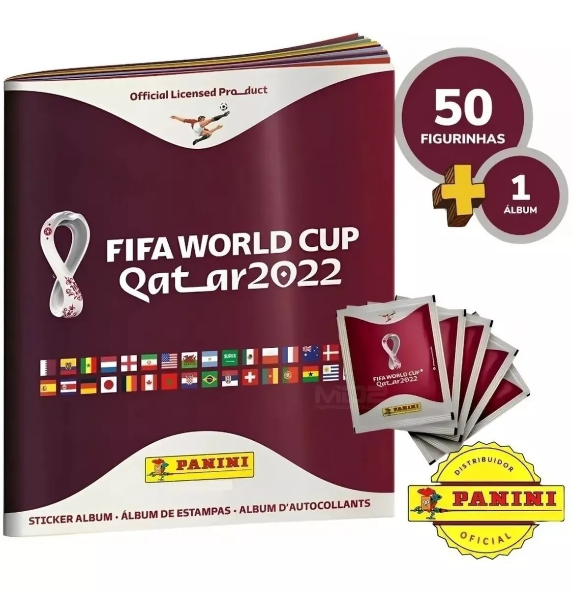 Kit Álbum Da Copa 2022 Qatar + 50 Figurinha Qatar Envio Hoje