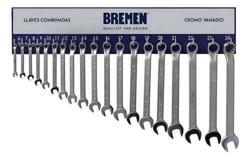 Llaves Combinadas Bremen Juego 19 Pz 6 A 24 Milim Tablero Cod. 6197 Dgm Gris