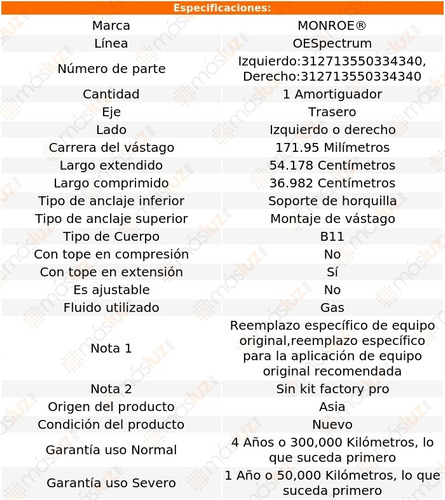 (1) Amortiguador Tra Oespectrum Gas Der O Izq Sonata 11/15 Foto 2