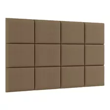 Cabeceira Cama Box Casal-12 Placas 35x30cm Suede Marrom