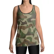 Regata Feminina Dry Fit Academia Camuflado Exercito Retro