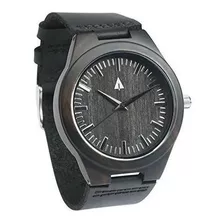 Treehut Mens All Black Ebony Reloj De Madera Con Correa De C