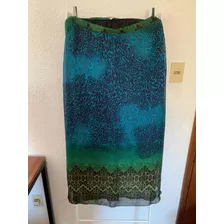 Falda Larga Xl Animal Print En Tonos Azules Y Verdes