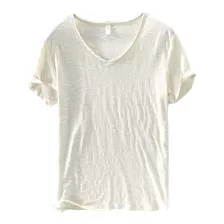 Playeras Ajustadas Con Cuello En V Para Hombre 100% Algodón