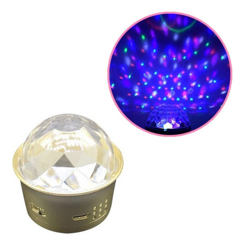 Luz Led Mini Bola Disco Con Imán Color Rgb Dorada