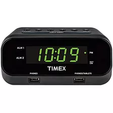 Timex T129b Rediset Reloj Despertador Dual Con Carga Usb Dua