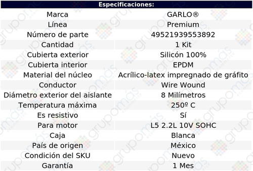 Cable Bujia Garlo Premium Audi 200 L5 2.2l 10v Sohc 89 A 90 Foto 2