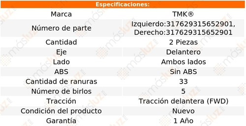 2- Mazas Delanteras Sin Abs Sunfire 2.4l 4 Cil 1996/2002 Tmk Foto 2