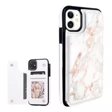 Funda Para iPhone 11, Con Tarjetero/blanca/estampe Marmol