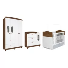 Quarto Completo Bebê Permobili Conforto Fofura 04 Portas Mdf