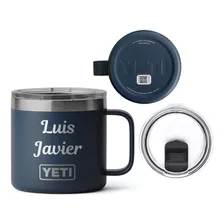 Taza Yeti Térmica Rambler 14 Oz Con Tapa - Grabado Láser Color Azul Marino