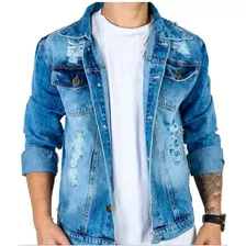 Jaqueta Jeans Masculina Tradicional Rasgada Slim Blusa Homem