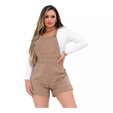 Jardineira Feminino Curto Short Com Suspensorio Com Alças